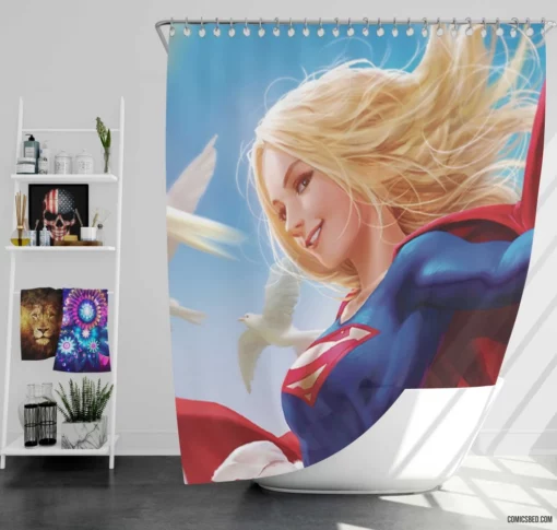 DC Supergirl Blonde-Haired Icon Comic Shower Curtain