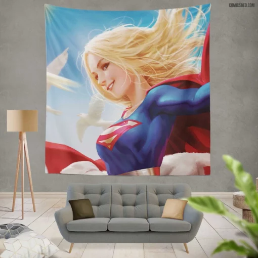 DC Supergirl Blonde-Haired Icon Comic Wall Tapestry