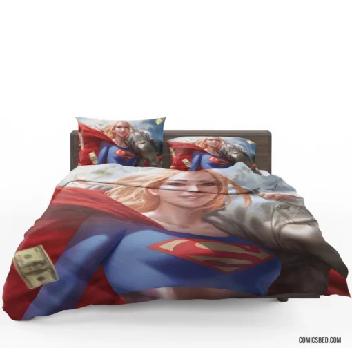 DC Supergirl Girl with Blonde Hair Comic Bedding Set