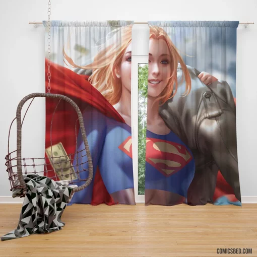 DC Supergirl Girl with Blonde Hair Comic Curtain