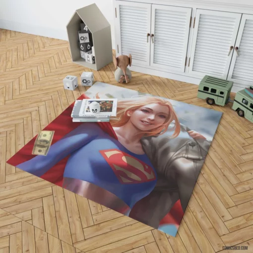 DC Supergirl Girl with Blonde Hair Comic Rug 1