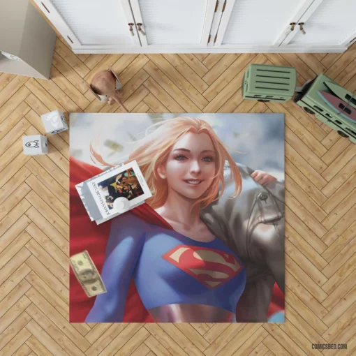 DC Supergirl Girl with Blonde Hair Comic Rug