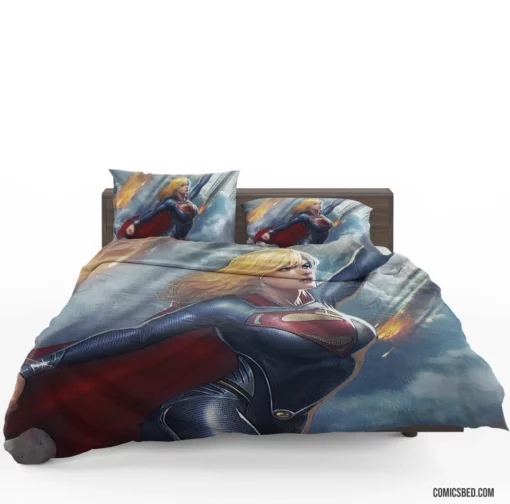 DC Supergirl Heroine with Blonde Hair Comic Bedding Set