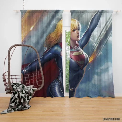 DC Supergirl Heroine with Blonde Hair Comic Curtain