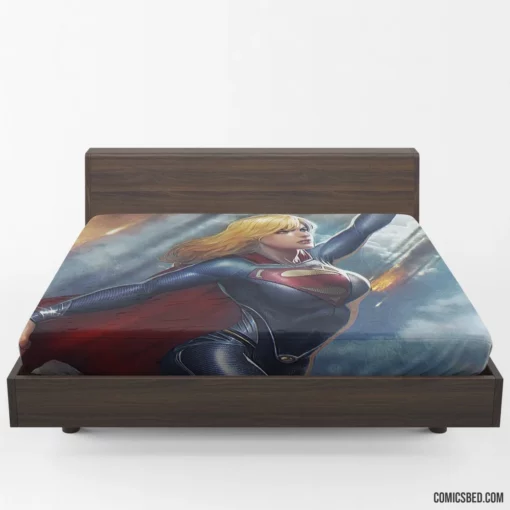 DC Supergirl Heroine with Blonde Hair Comic Fitted Sheet