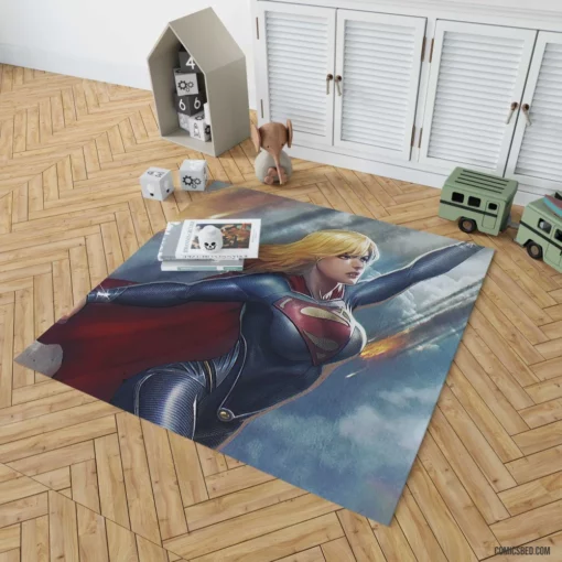 DC Supergirl Heroine with Blonde Hair Comic Rug 1