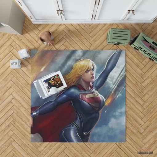 DC Supergirl Heroine with Blonde Hair Comic Rug