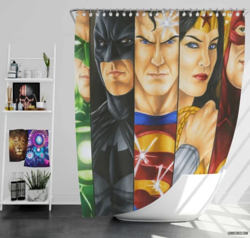 DC Superheroes United Justice League Chronicles Comic Shower Curtain