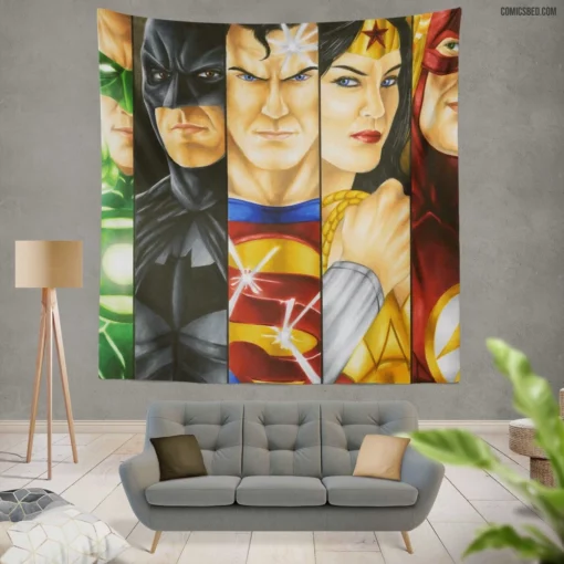 DC Superheroes United Justice League Chronicles Comic Wall Tapestry