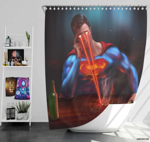 DC Superman Iconic Heroic Adventures Comic Shower Curtain