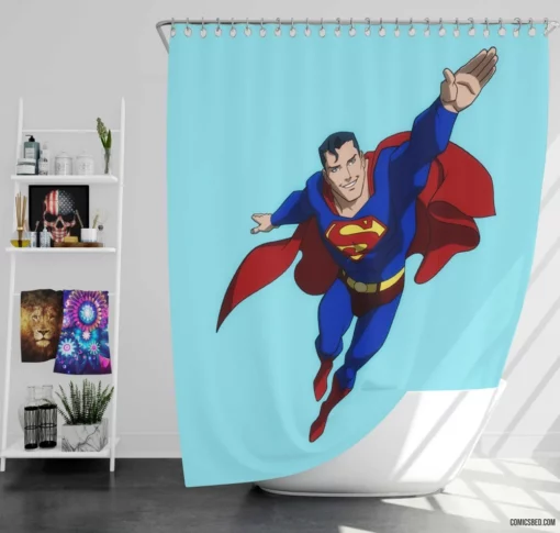 DC Superman Legendary Hero Soars Comic Shower Curtain