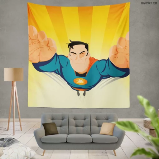 DC Superman Timeless Heroic Feats Comic Wall Tapestry