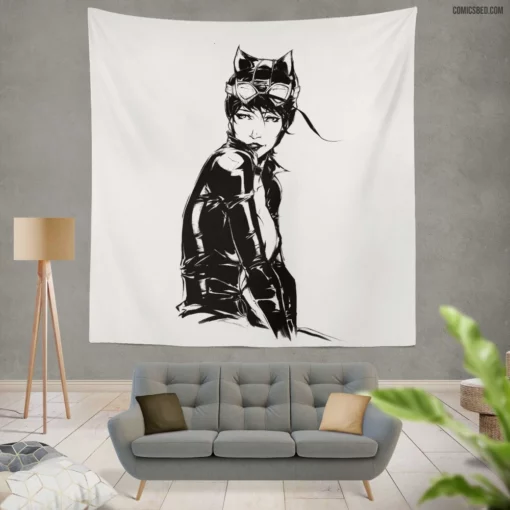 DC Tempting Catwoman Femme Fatale Comic Wall Tapestry