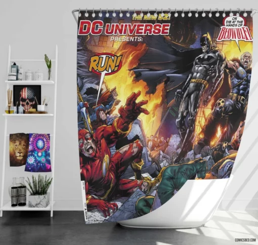 DC Universe Heroes Assemble Comic Shower Curtain