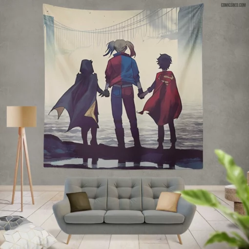 DCeased Harley Quinn Mischievous Trio Comic Wall Tapestry