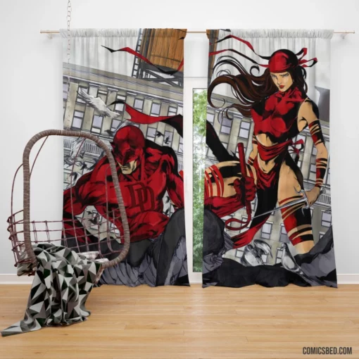 Daredevil & Elektra Marvel Matt Murdock Comic Curtain