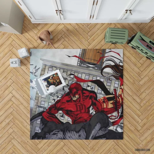 Daredevil & Elektra Marvel Matt Murdock Comic Rug