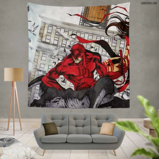 Daredevil & Elektra Marvel Matt Murdock Comic Wall Tapestry