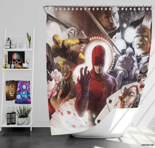 Daredevil & Iron Fist Elektra Bullseye Comic Shower Curtain