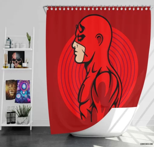 Daredevil Minimalist Marvel Hero Comic Shower Curtain