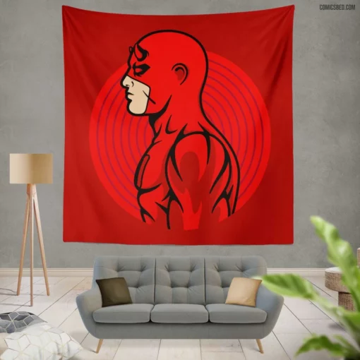 Daredevil Minimalist Marvel Hero Comic Wall Tapestry