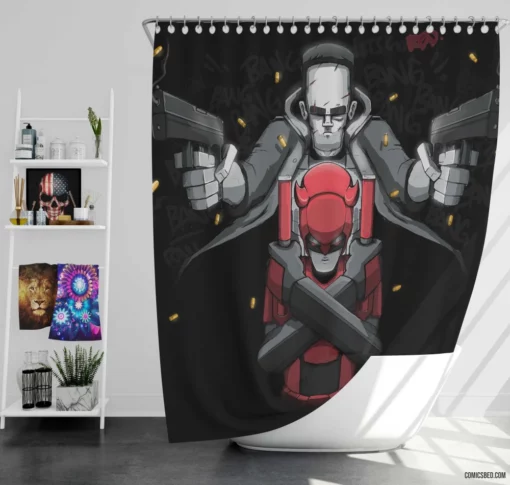 Daredevil Punisher Marvel Vigilantes Comic Shower Curtain