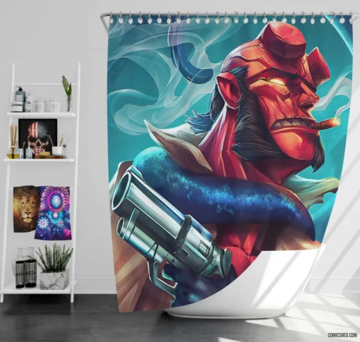 Dark Horse Legendary Antihero Hellboy Comic Shower Curtain