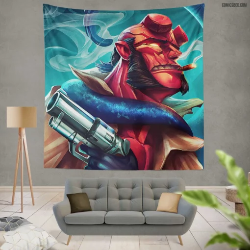 Dark Horse Legendary Antihero Hellboy Comic Wall Tapestry