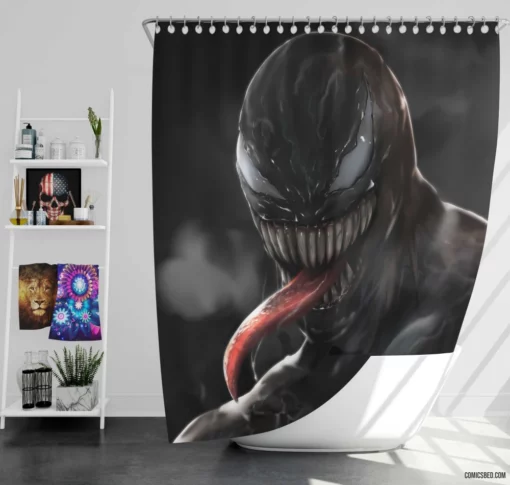 Dark Venom Marvel Allure of Sinister Comic Shower Curtain