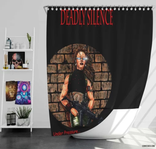 Deadly Silence Suspenseful Chronicles Comic Shower Curtain