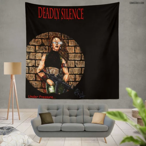 Deadly Silence Suspenseful Chronicles Comic Wall Tapestry