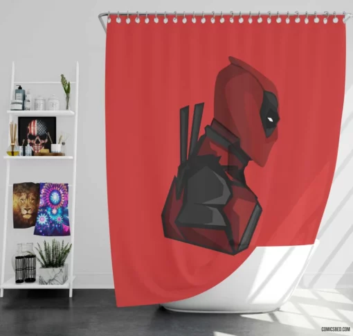 Deadpool Antihero Antics Comic Shower Curtain