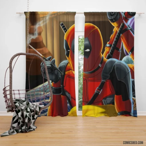 Deadpool Cat Marvel Merc Comic Curtain