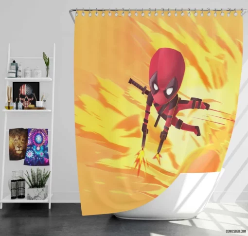 Deadpool Chibi Marvel Merc Comic Shower Curtain