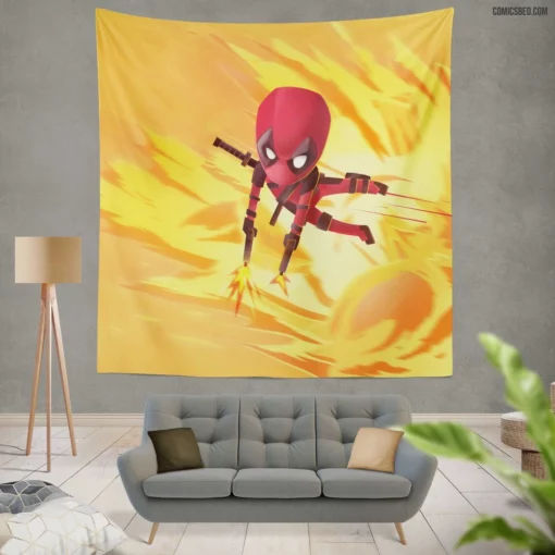 Deadpool Chibi Marvel Merc Comic Wall Tapestry