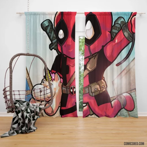 Deadpool Chibi Marvel Playful Merc Comic Curtain