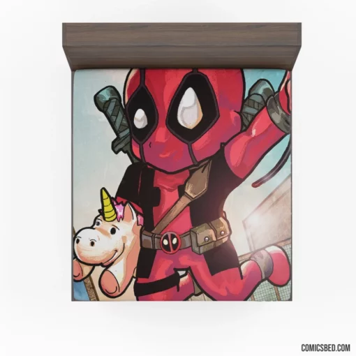 Deadpool Chibi Marvel Playful Merc Comic Fitted Sheet 1