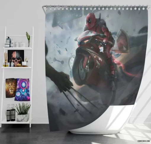 Deadpool Chronicles Marvel Mercenary Hero Comic Shower Curtain