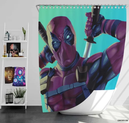 Deadpool Chronicles Marvel Unstoppable Merc Comic Shower Curtain