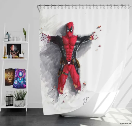 Deadpool Comic Chaos Shower Curtain