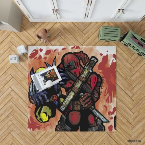 Deadpool Comic Craziness Rug