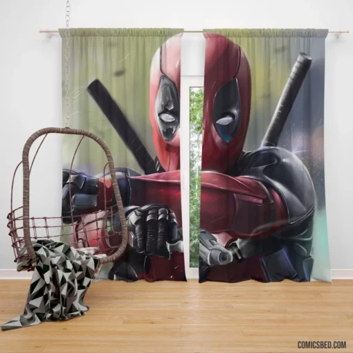 Deadpool Dual Pistols Marvel Spectacle Comic Curtain