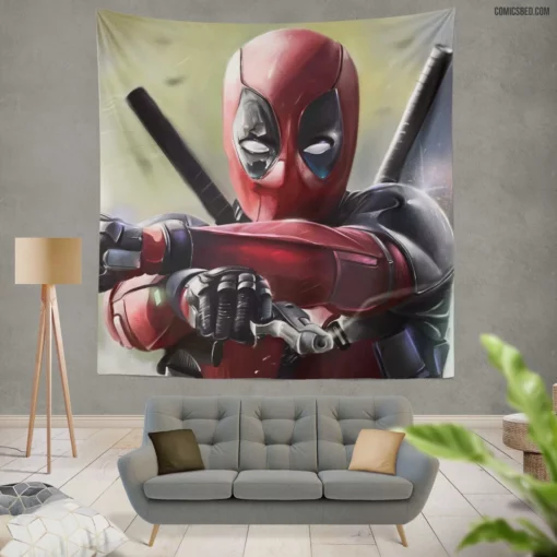 Deadpool Dual Pistols Marvel Spectacle Comic Wall Tapestry