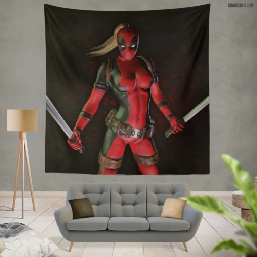 Deadpool Femme Fatale Lady Chronicles Comic Wall Tapestry