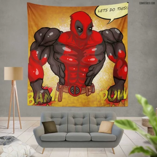 Deadpool Fourth Wall Breaker Comic Wall Tapestry