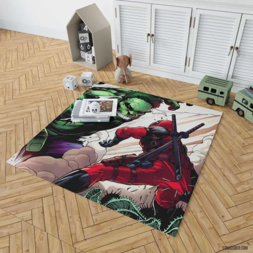 Deadpool & Hulk Chaotic Duo Comic Rug 1