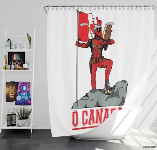 Deadpool Humor & Action Comic Shower Curtain