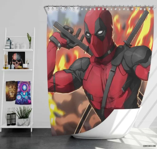 Deadpool Marvel Anti-Hero Comic Shower Curtain