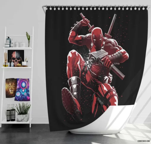 Deadpool Marvel Chaotic Mercenary Comic Shower Curtain