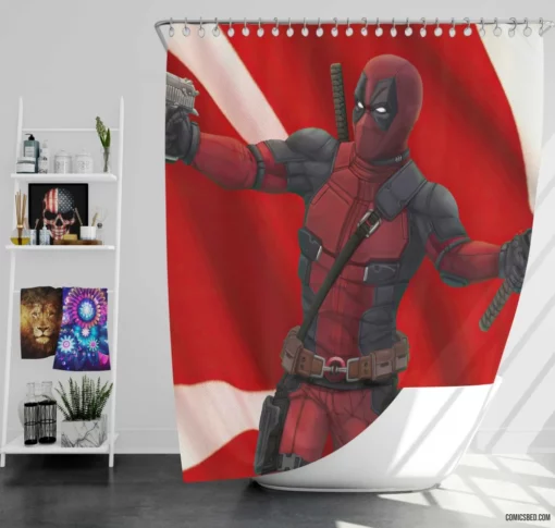 Deadpool Marvel Humorous Adventure Comic Shower Curtain